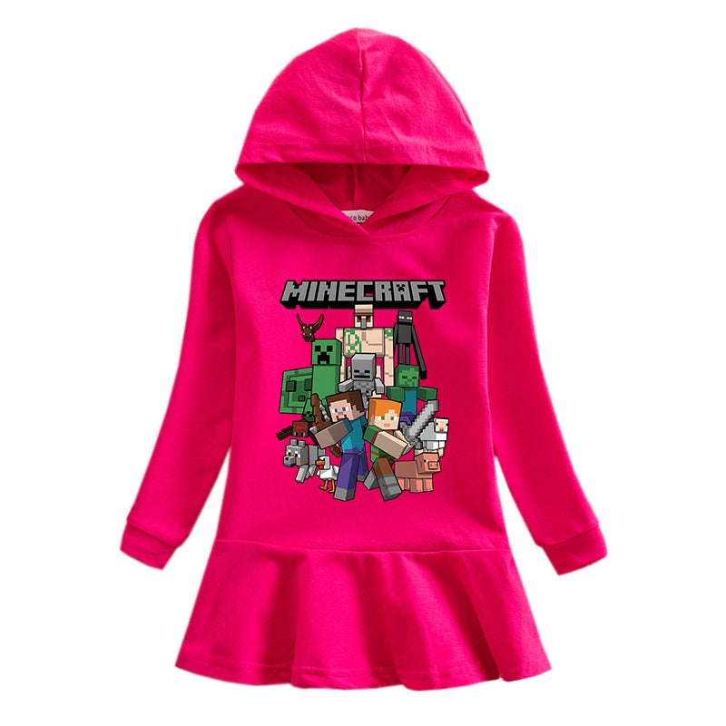 2023 New Children'S Hooded Sweater Dress Cartoon Girl Baby Casual Western Style Skirt For Women - Image 4