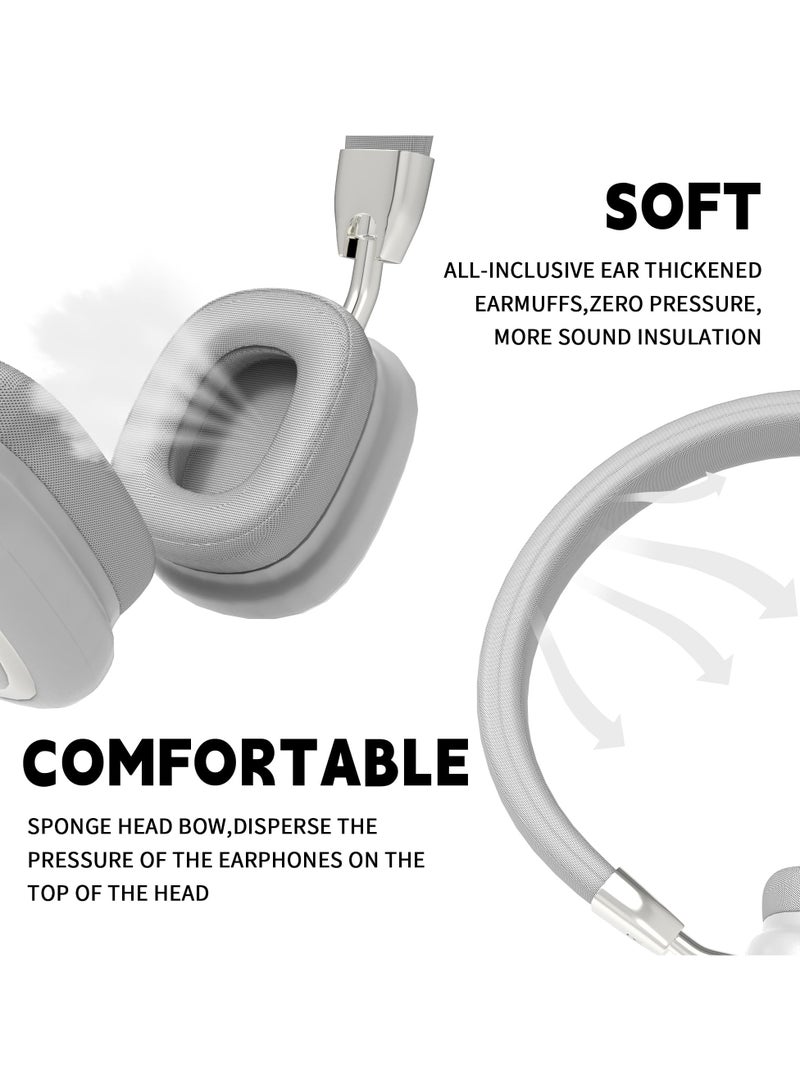 SYOSI Lightweight Wireless Headphones Bluetooth Over-Ear, Bluetooth 5.3, Support 3.5mm Cable Connection, Built-in Mic,10 Hours Play time, Foldable Bluetooth Headphones for Travel Online Study - Image 2
