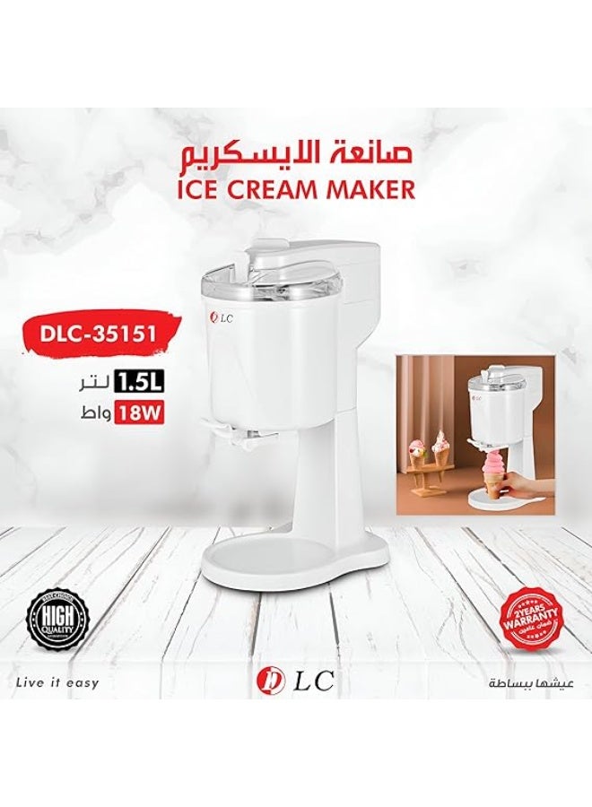 LC DLC-35151 Ice Cream Maker with 1.5 Liter Capacity 18 Watt - Image 2