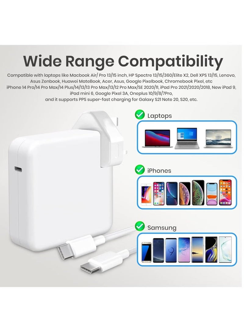 MUNTAQI 96W Type-C MacBook Pro & Air Fast Replacement Charger | Power Adapter for 13, 14, 15, 16 Inch MacBook (2016-2020), Tablets & Smartphones, Thunderbolt Charging with USB-C Cable, Compatible with iPhone 15 - Image 3