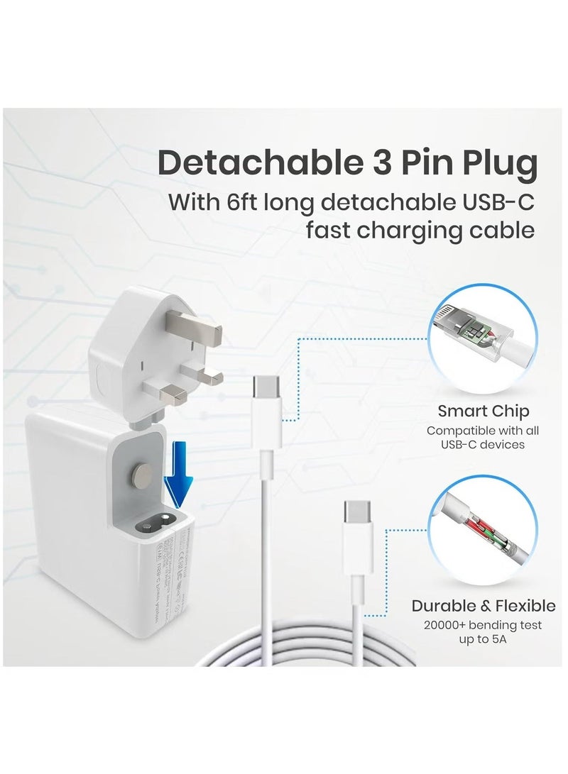 MUNTAQI 96W Type-C MacBook Pro & Air Fast Replacement Charger | Power Adapter for 13, 14, 15, 16 Inch MacBook (2016-2020), Tablets & Smartphones, Thunderbolt Charging with USB-C Cable, Compatible with iPhone 15 - Image 4