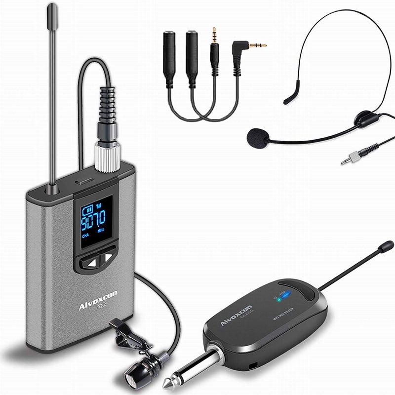 Alvoxcon Wireless Headset Lavalier Microphone System Wireless Lapel Mic Best for iPhone, DSLR Camera, PA Speaker, YouTube, Podcast, Video Recording, Conference, Vlogging, Church, Interview, Teaching - Image 1