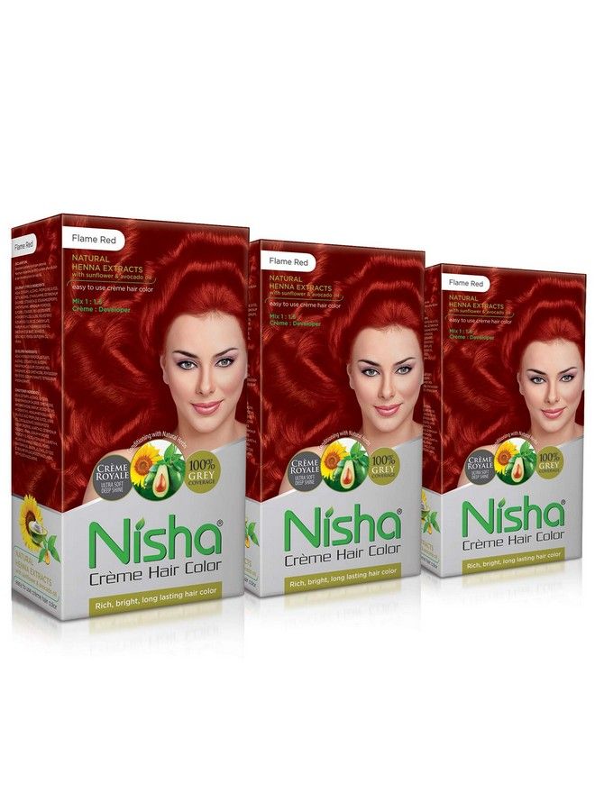 Nisha Creme Flame Red Permanent Hair Color (60Gm 90Ml 12Ml Nisha Color Protection Conditioner) … - Image 1