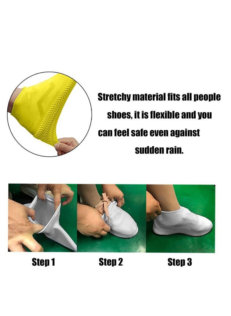 SYOSI Waterproof Shoe Covers Anti-Slip Silicone Protectors Reusable Foldable Elastic for Rain Grery for Cycling Outdoor Travel Large - Image 5