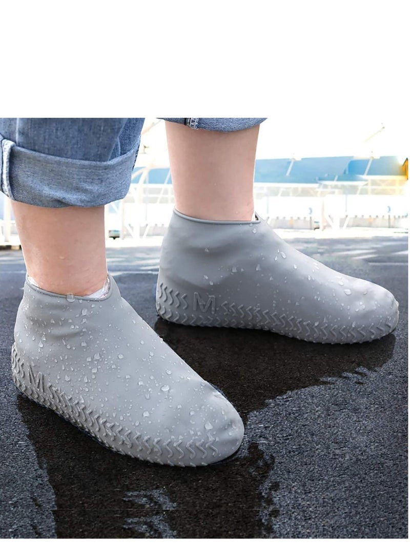 SYOSI Waterproof Shoe Covers Anti-Slip Silicone Protectors Reusable Foldable Elastic for Rain Grery for Cycling Outdoor Travel Large - Image 2
