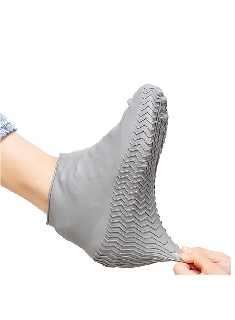 SYOSI Waterproof Shoe Covers Anti-Slip Silicone Protectors Reusable Foldable Elastic for Rain Grery for Cycling Outdoor Travel Large - Image 3