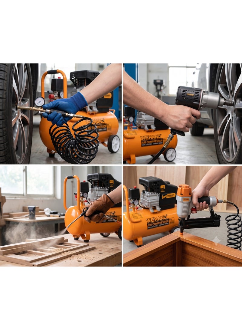 WEHAND 50L Electric Air Compressor – 2.5 HP Heavy Duty Portable Air Pump, 0.8 MPa (8 Bar) High Pressure 2880 RPM Power Tool for Pneumatic Spray Painting, Tyre Inflation, and Workshop Air Tools - Image 4