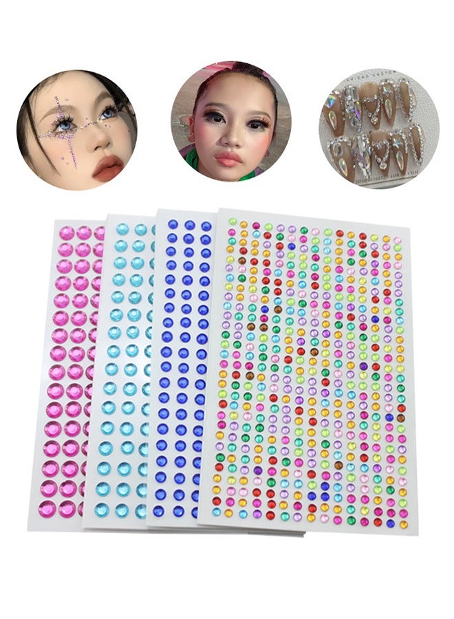 Generic Face Stickers Acrylic Face Stickers Face Jewelry Stickers Face Gem Stickers, Ladies Face Decoration (4 Sheets)  - Image 1