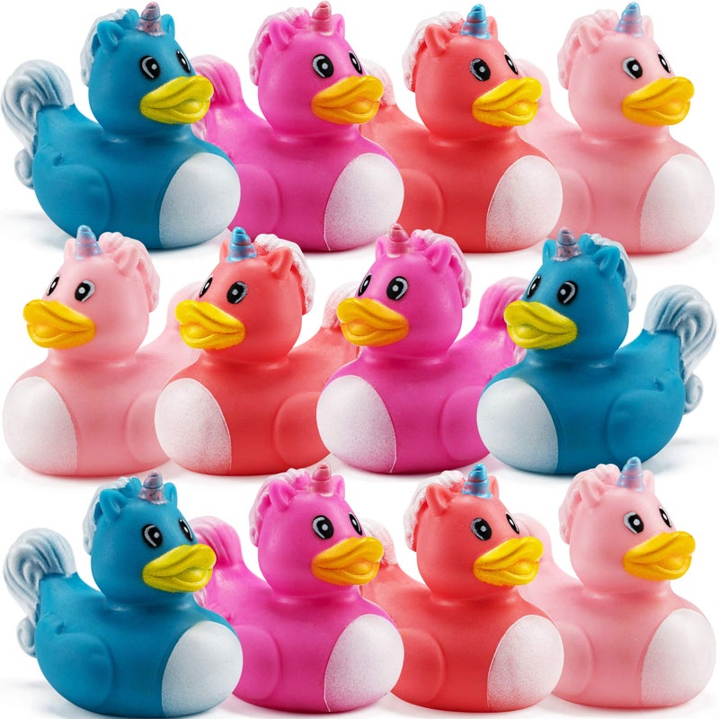 Bedwina Mini Unicorn Rubber Duckies Pack of 24 Assorted 2 Inch Duckies Squirt Bath Tub Toy for Kids Squeezable and Squirtable Great for Birthday Partys Fillers and Decorations - Image 3