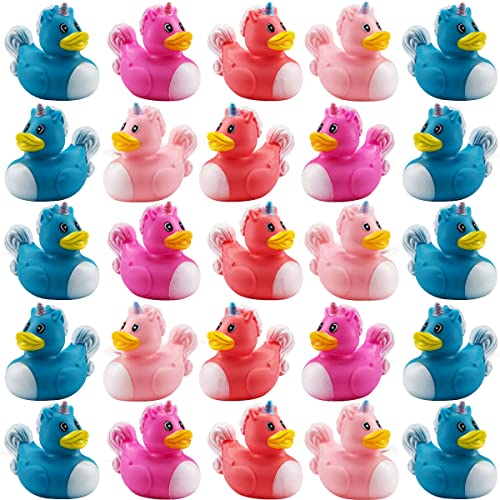 Bedwina Mini Unicorn Rubber Duckies Pack of 24 Assorted 2 Inch Duckies Squirt Bath Tub Toy for Kids Squeezable and Squirtable Great for Birthday Partys Fillers and Decorations - Image 5