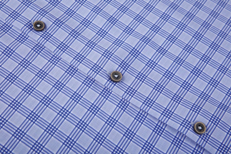 Alex Vando Mens Button Down Shirts Wrinkle Free 4-Way Stretch Print Business Casual Shirt,05 Blue Plaid,L - Image 2