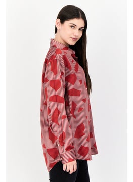 ESPRIT Women Spread Collar Long Sleeve Allover Print Shirt, Multicolor  - Image 3