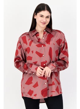 ESPRIT Women Spread Collar Long Sleeve Allover Print Shirt, Multicolor  - Image 1