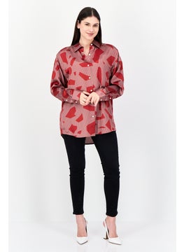 ESPRIT Women Spread Collar Long Sleeve Allover Print Shirt, Multicolor  - Image 4