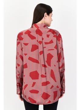 ESPRIT Women Spread Collar Long Sleeve Allover Print Shirt, Multicolor  - Image 2