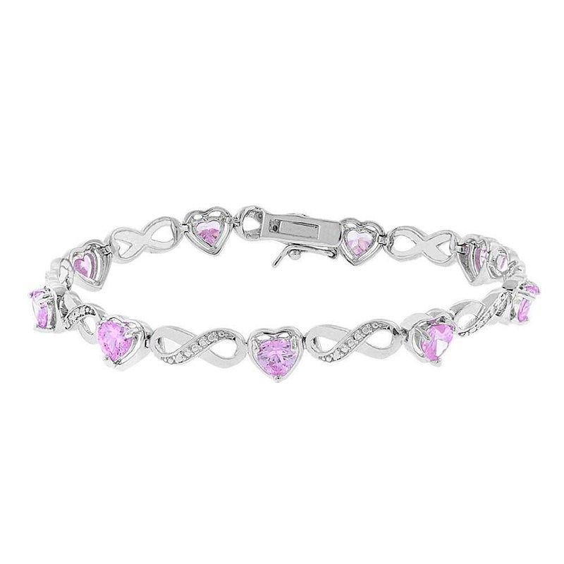 Cate & Chloe Amanda 18k Pink Gold-Plated Heart Tennis Bracelet with Round Cut Simulated Diamond Crystals, 7.5â€ Elegant Jewelry for Women, Gift for Her on Christmas, Birthday, and Anniversary - Image 1