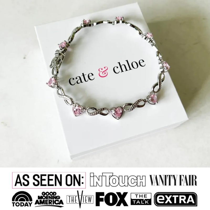 Cate & Chloe Amanda 18k Pink Gold-Plated Heart Tennis Bracelet with Round Cut Simulated Diamond Crystals, 7.5â€ Elegant Jewelry for Women, Gift for Her on Christmas, Birthday, and Anniversary - Image 3