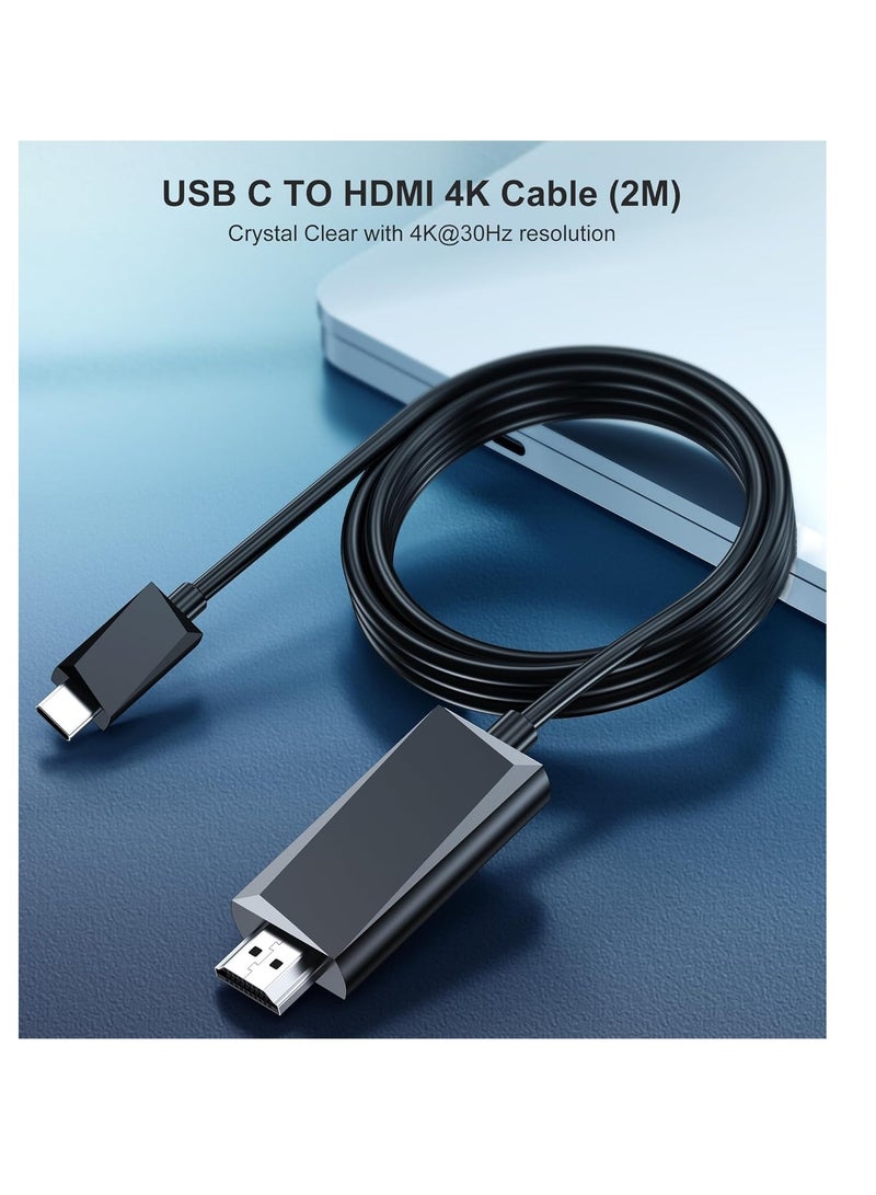 BHHB USB C to HDMI Cable [4K @ 60Hz] Thunderbolt 3/4 Compatible Type C to HDMI Cable for iPhone 15 Pro/Pro Max, MacBook iPad Pro/Air, iMac, Surface Book, Samsung, Pixelbook, XPS, HP etc. - 2 m  - Image 3