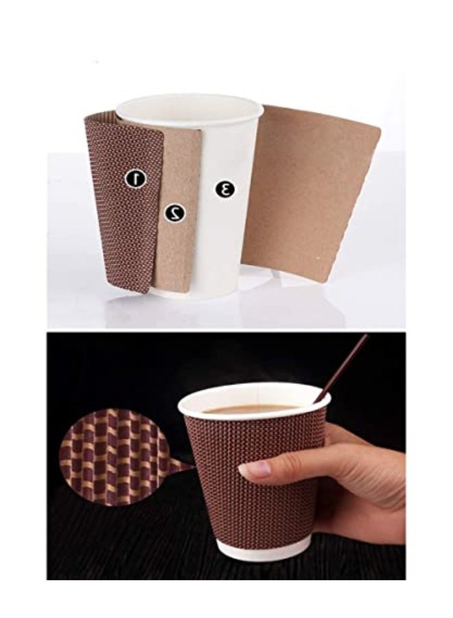50 Pcs Drinking  Disposable Coffee Cup Insulation Spiral Embossed Paper Cups with Lids (8 oz, brown cups with black lids) - Image 5
