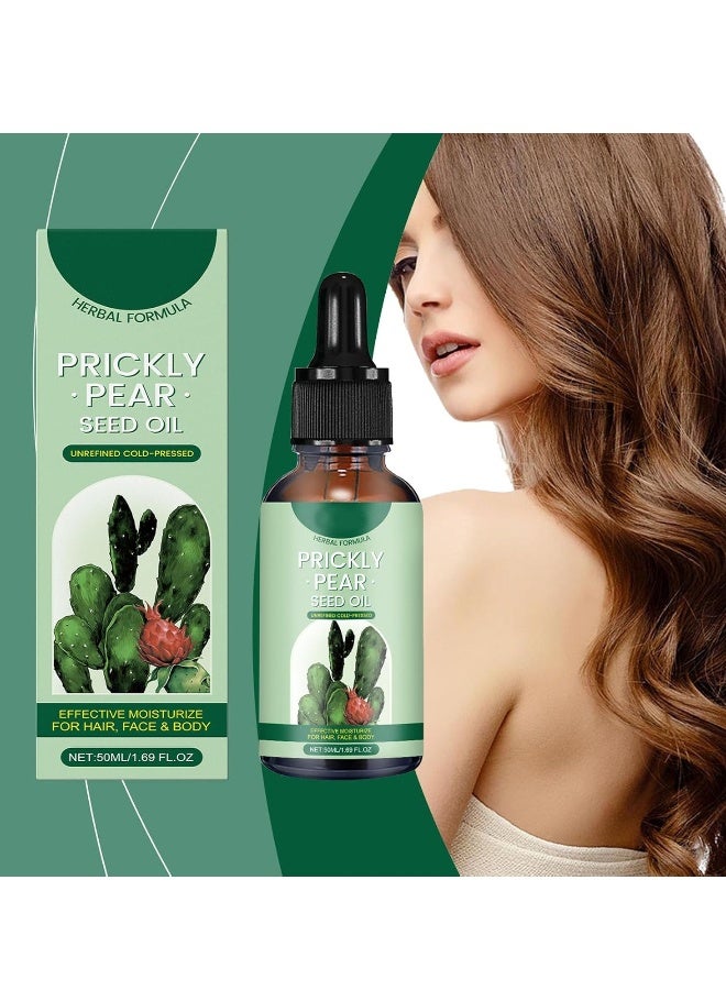 OUHOE Prickly Pear Seed Oil, Organic Prickly Pear Oil, Cactus Facial Essence, Prickly Pear Seed Oil Skin Moisturizer, for Skin, Face, Hair 50ml - Image 2