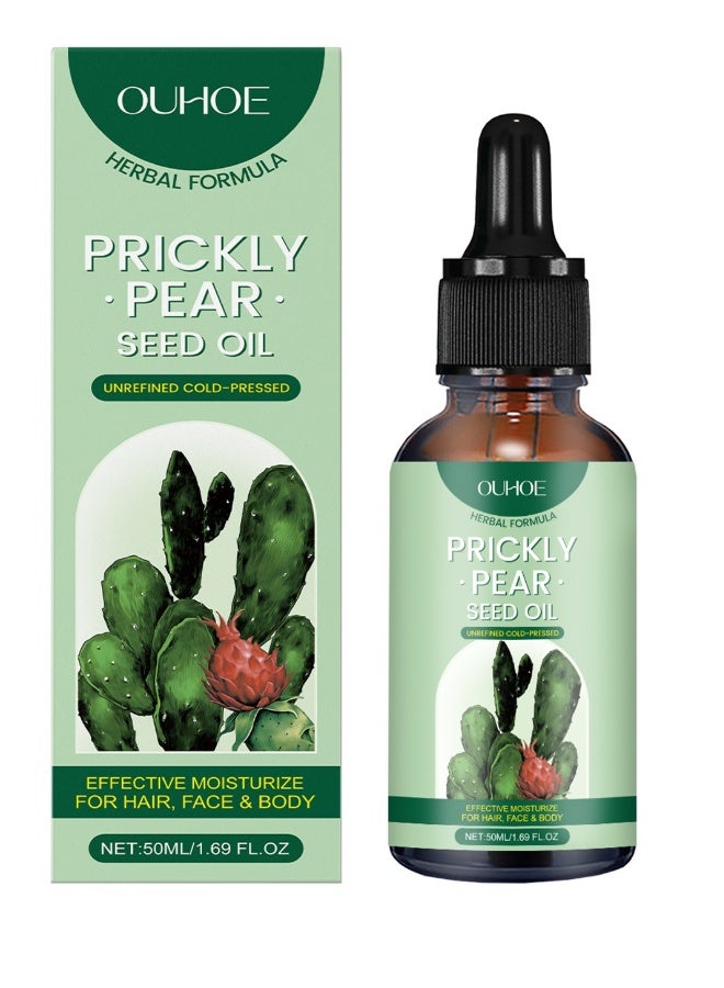OUHOE Prickly Pear Seed Oil, Organic Prickly Pear Oil, Cactus Facial Essence, Prickly Pear Seed Oil Skin Moisturizer, for Skin, Face, Hair 50ml - Image 1