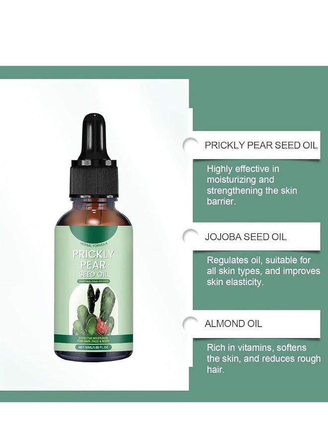OUHOE Prickly Pear Seed Oil, Organic Prickly Pear Oil, Cactus Facial Essence, Prickly Pear Seed Oil Skin Moisturizer, for Skin, Face, Hair 50ml - Image 4