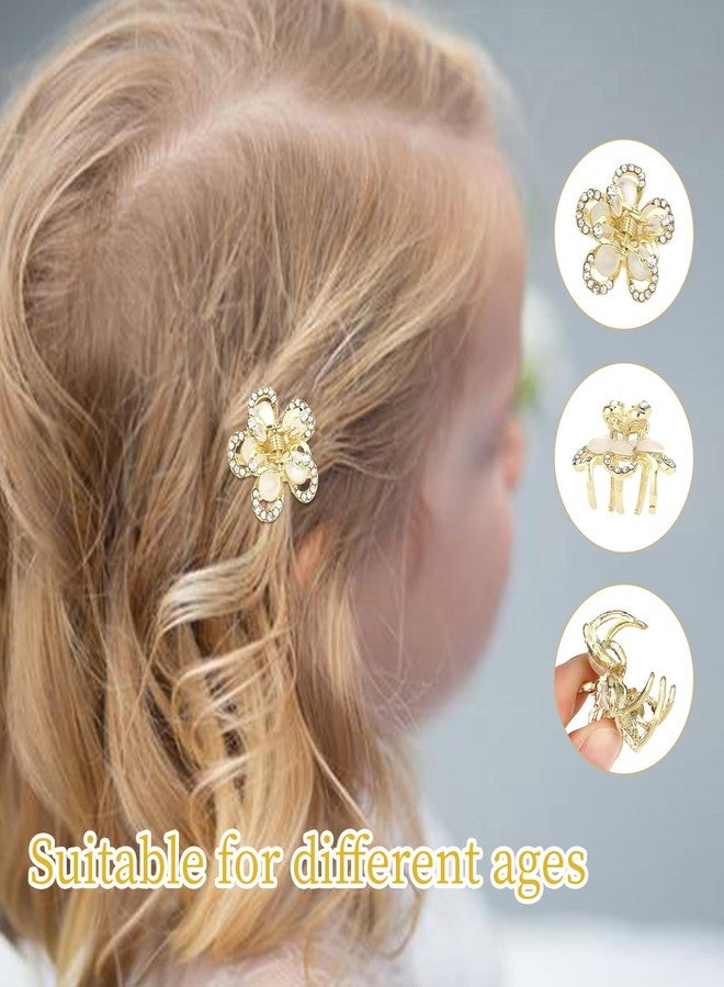 ANBALA Opal Rhinestone Hair Clips, Opal Crystal Hair Clamps, Fancy Small Flower Claw Clips for Thick Thin, Long or Short Hair, Pack of 6 - Image 5