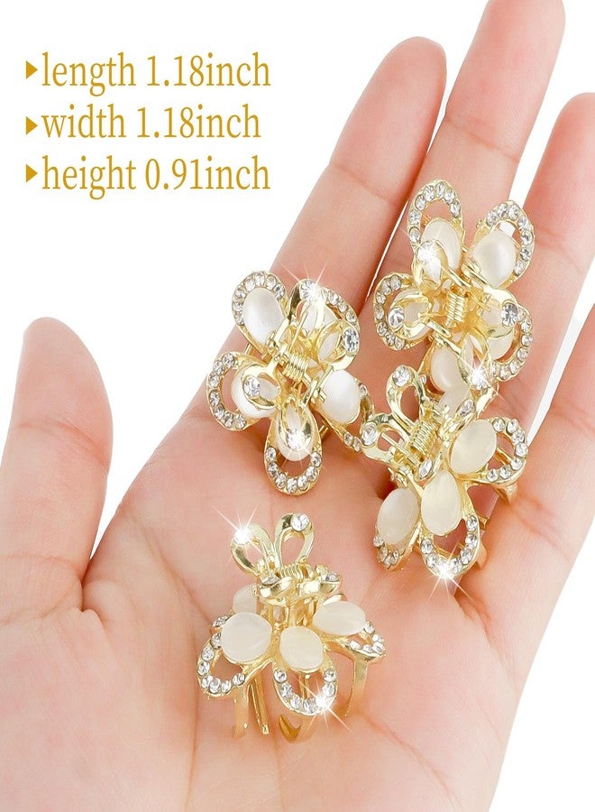 ANBALA Opal Rhinestone Hair Clips, Opal Crystal Hair Clamps, Fancy Small Flower Claw Clips for Thick Thin, Long or Short Hair, Pack of 6 - Image 2