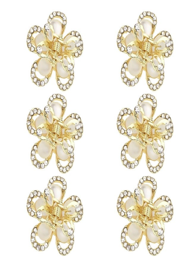 ANBALA Opal Rhinestone Hair Clips, Opal Crystal Hair Clamps, Fancy Small Flower Claw Clips for Thick Thin, Long or Short Hair, Pack of 6 - Image 1