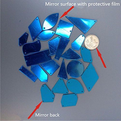 MEYA Sew On Acrylic Blue Mirror Diamante Rhinestone Crystal Flat Back Mirror Beads with Hole for DIY Wedding Dress Clothing Bags Shoes Decoration Accessory  - Image 3