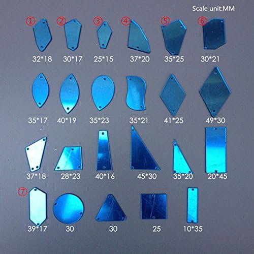 MEYA Sew On Acrylic Blue Mirror Diamante Rhinestone Crystal Flat Back Mirror Beads with Hole for DIY Wedding Dress Clothing Bags Shoes Decoration Accessory  - Image 2