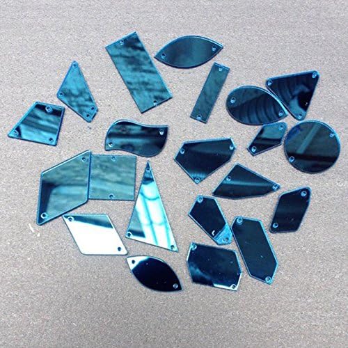 MEYA Sew On Acrylic Blue Mirror Diamante Rhinestone Crystal Flat Back Mirror Beads with Hole for DIY Wedding Dress Clothing Bags Shoes Decoration Accessory  - Image 1