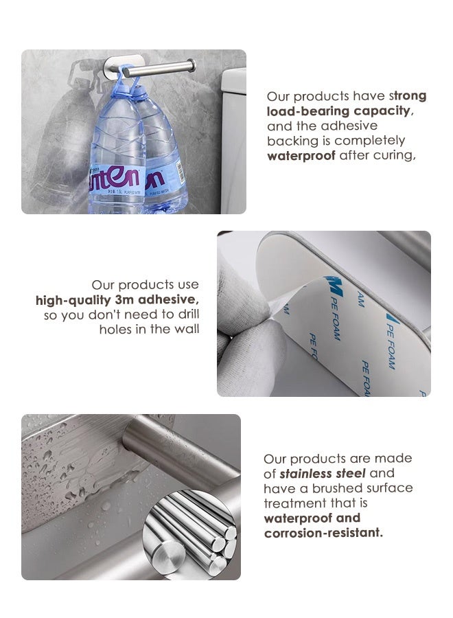 Reelyo Bathroom Toilet Paper Holder, Premium Stainless Steel Rustproof Wall Mounted Toilet Roll Holder Self Adhesive Command Strip Toilet Paper Roll Holder for Bathroom, Kitchen, Washroom, No Drilling , also for  Disposable Cup And Lid Holder Organizer, Coffee Cup Dispenser For Counter  - Image 3