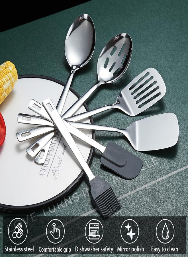 ReaNea Stainless Steel Kitchen Utensils Set 40 Pieces, Cooking Utensil Set with Utensils Holder, Kitchen Gadgets Kitchen Essentials New Home, House, Appartment Must Have, Metal Spatula Set - Image 5