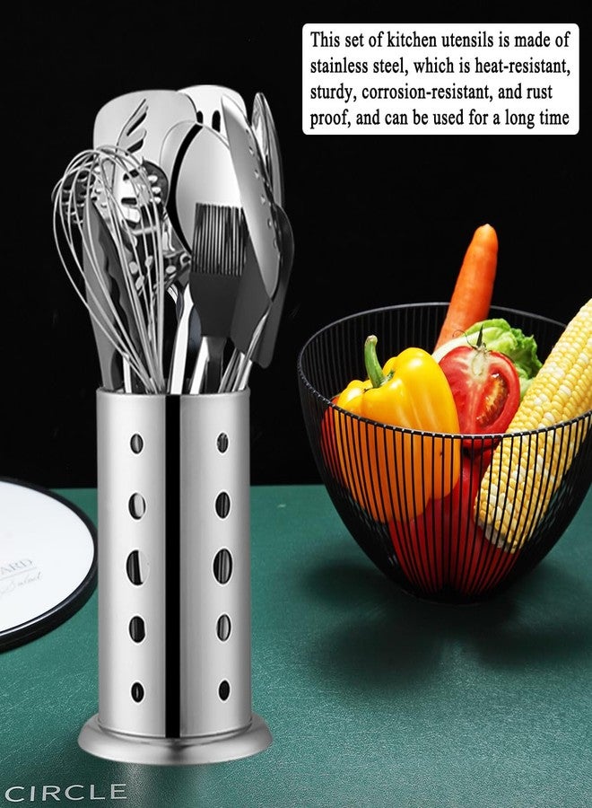 ReaNea Stainless Steel Kitchen Utensils Set 40 Pieces, Cooking Utensil Set with Utensils Holder, Kitchen Gadgets Kitchen Essentials New Home, House, Appartment Must Have, Metal Spatula Set - Image 4