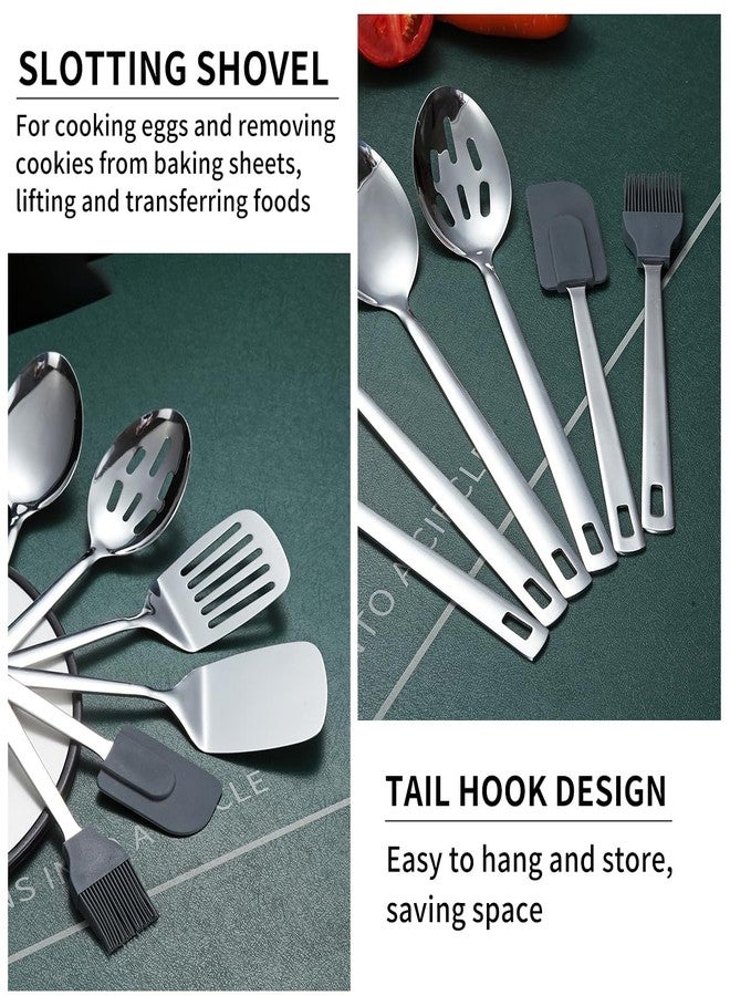 ReaNea Stainless Steel Kitchen Utensils Set 40 Pieces, Cooking Utensil Set with Utensils Holder, Kitchen Gadgets Kitchen Essentials New Home, House, Appartment Must Have, Metal Spatula Set - Image 3