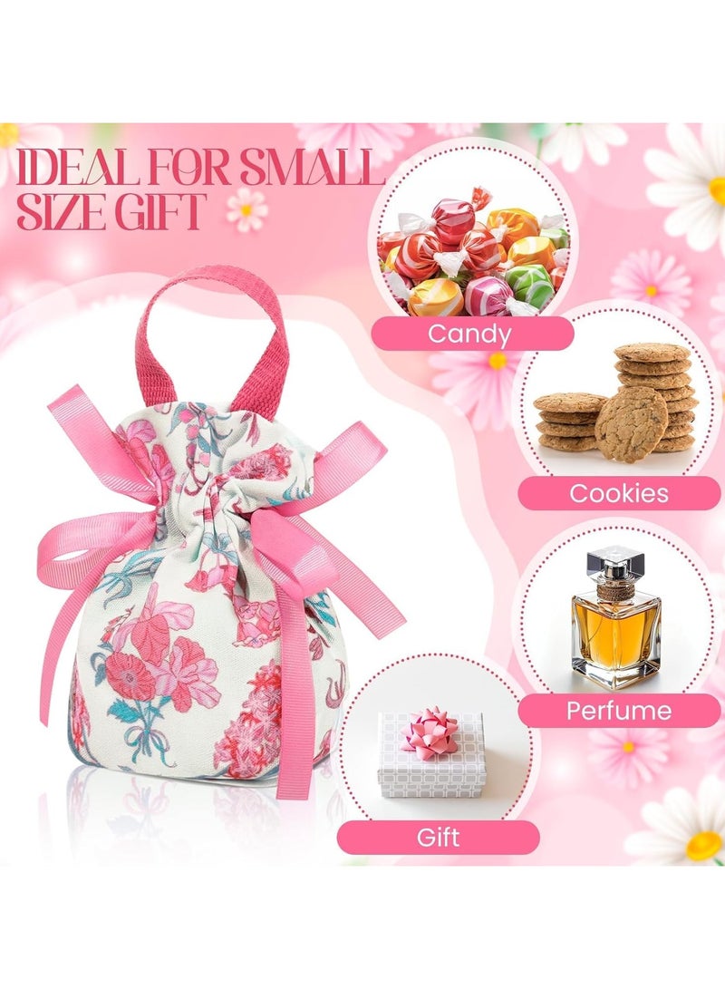 عام **أكياس هدايا الأزهار - 10 أكياس هدايا شكر من القماش بمقابض، أكياس هدايا قماشية صغيرة مع أربطة، أكياس هدايا حفلات مطبوعة، هدايا الزفاف، مجوهرات حفلات الأطفال، حفلة العروس.** - Image 3