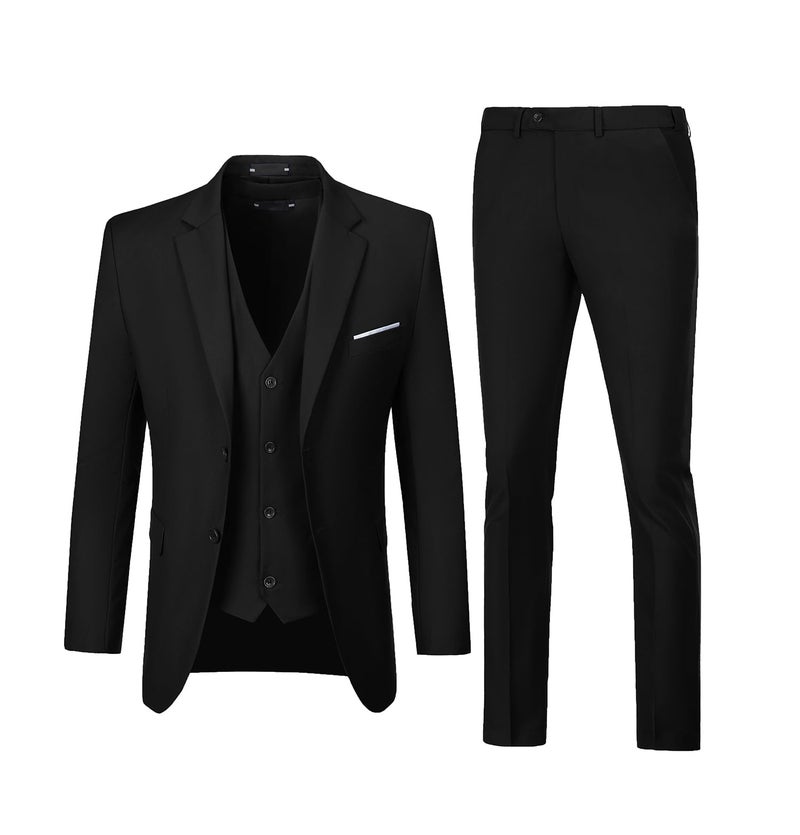 Men Suits Wedding Suit 3 Piece Set Slim Fit Groomsmen Prom Suit Tuxedo Business Formal Casual Groom Jacket Blazer Pants Black