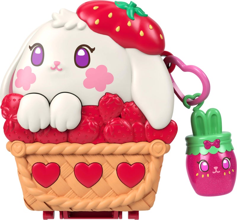 Polly Pocket Dolls and Playset, Strawberry Picnic Bunny Compact, Travel Toy with 1 Micro Doll, Pet, Fruit Themed Accessories - Image 3