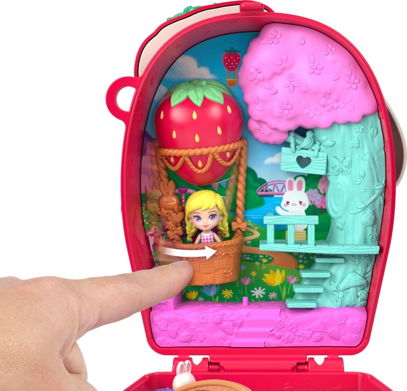 Polly Pocket Dolls and Playset, Strawberry Picnic Bunny Compact, Travel Toy with 1 Micro Doll, Pet, Fruit Themed Accessories - Image 5