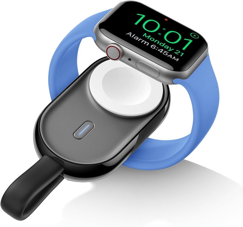 VEGER Portable Apple Watch Charger, 1200mAh 2.5W Fast Charging Power Bank, Magnetic Charging Compatible With Apple Watch Series 9/8/7/6/5/4/3/2/1/SE/Ultra - Black - Image 1