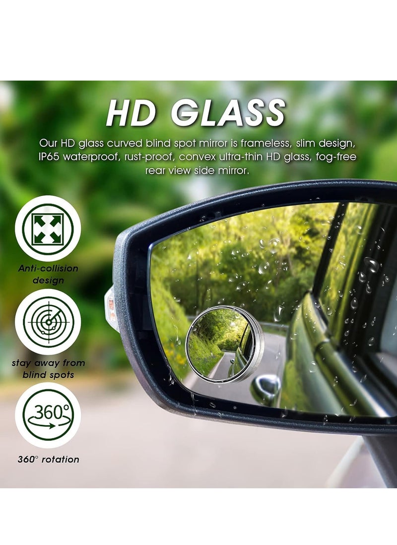 Generic - Blind Spot Mirrors 360° Rotating Blind Spot Mirrors Wide Angle Convex HD Waterproof Blind Spot Mirrors for Cars Trucks More Visible Traffic Safety Easy Peel and Stick Adjustable - Image 1