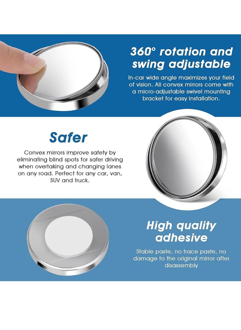 Generic - Blind Spot Mirrors 360° Rotating Blind Spot Mirrors Wide Angle Convex HD Waterproof Blind Spot Mirrors for Cars Trucks More Visible Traffic Safety Easy Peel and Stick Adjustable - Image 1