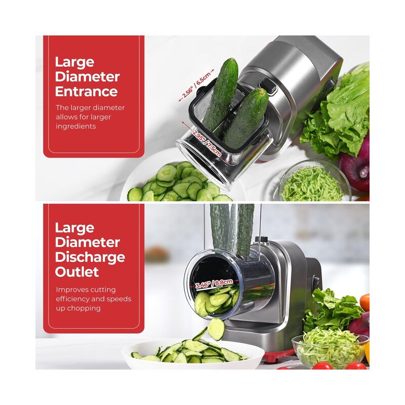 Electric cheese grater, salad maker with 5 different shaped blades, electric slicer chopper, electric salad maker for cheese, fruit and vegetables - Image 4