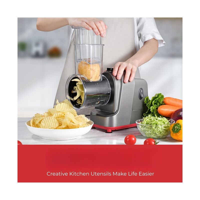Electric cheese grater, salad maker with 5 different shaped blades, electric slicer chopper, electric salad maker for cheese, fruit and vegetables - Image 5