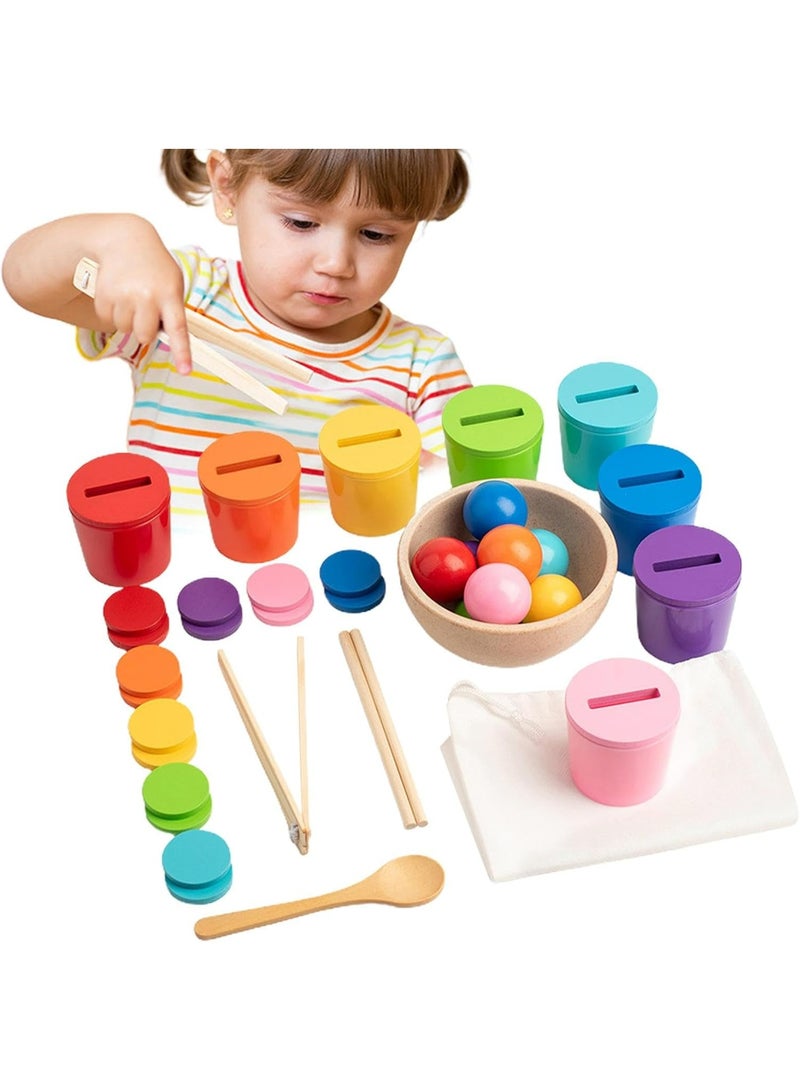 أوزيغالور لعبة فرز الأشكال الخشبية المستوحاة من منهج مونتيسوري | لعبة تعليمية للتطابق بالألوان والعد والفرز | تنمية المهارات الحركية الدقيقة | مناسبة للأطفال من عمر ٢-٣ سنوات (۸ ألوان) - Image 1