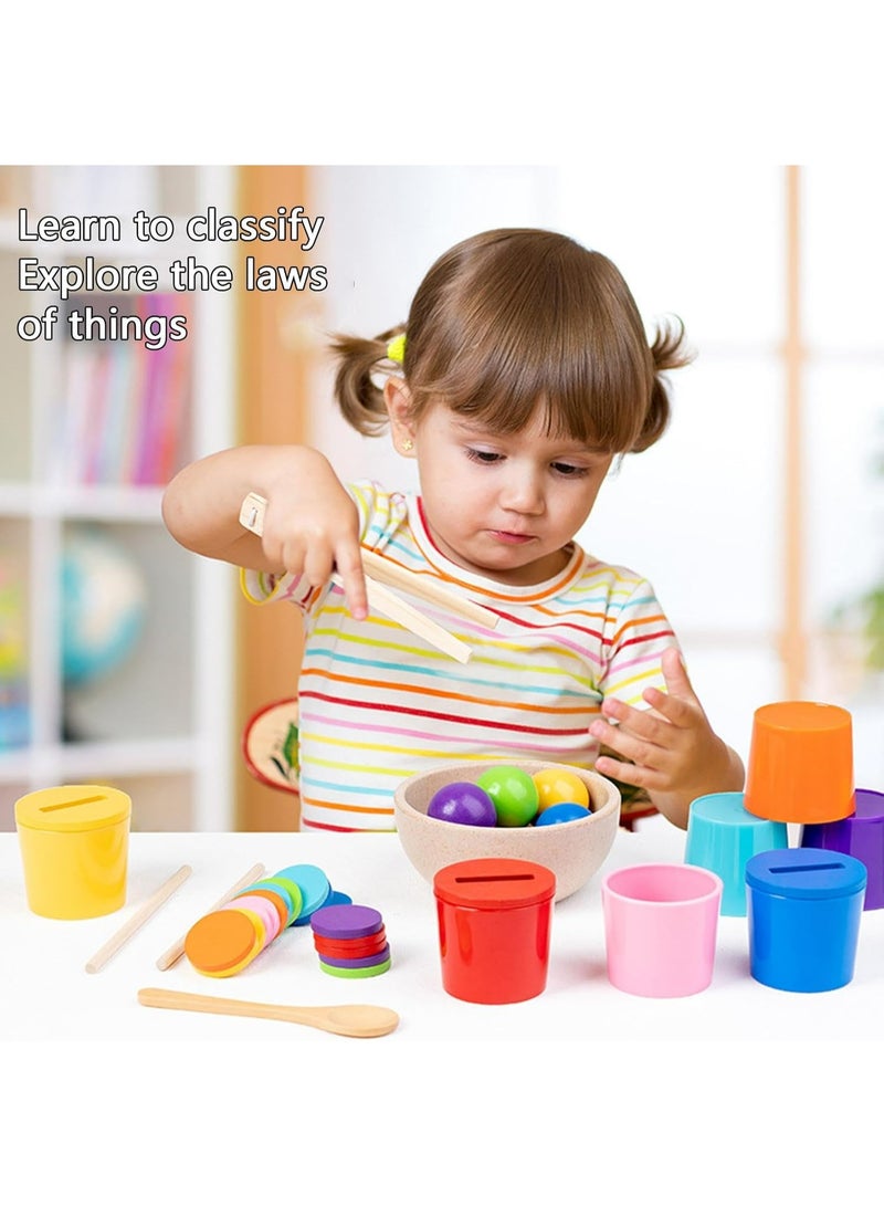 أوزيغالور لعبة فرز الأشكال الخشبية المستوحاة من منهج مونتيسوري | لعبة تعليمية للتطابق بالألوان والعد والفرز | تنمية المهارات الحركية الدقيقة | مناسبة للأطفال من عمر ٢-٣ سنوات (۸ ألوان) - Image 2