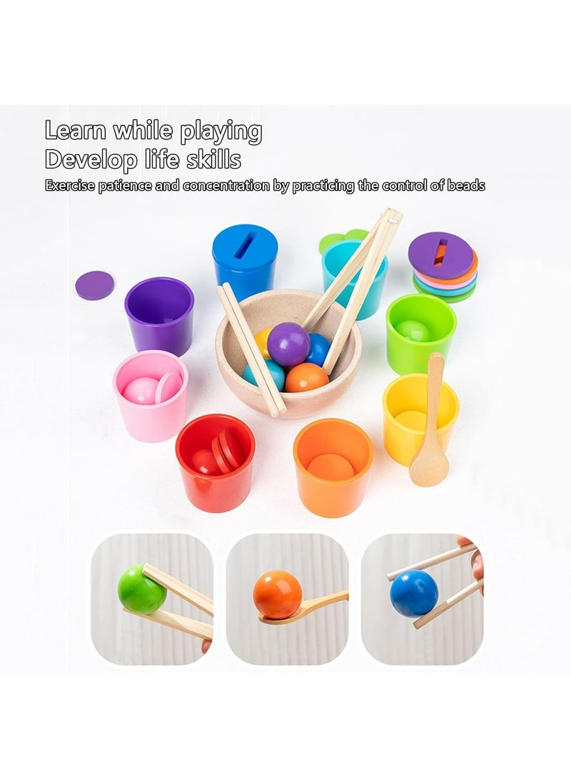 أوزيغالور لعبة فرز الأشكال الخشبية المستوحاة من منهج مونتيسوري | لعبة تعليمية للتطابق بالألوان والعد والفرز | تنمية المهارات الحركية الدقيقة | مناسبة للأطفال من عمر ٢-٣ سنوات (۸ ألوان) - Image 5