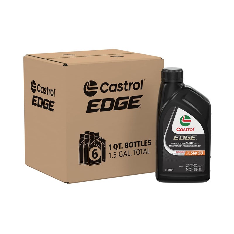 Castrol EDGE 5W50 Advanced Full Synthetic Motor Oil 1 Quart Pack of 6