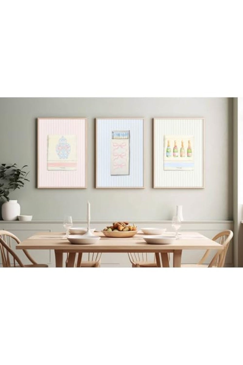 Baccone Trendy Matchbox Wall Art Set of 3 Vintage Aesthetic Canvas Wall Decor - Image 4